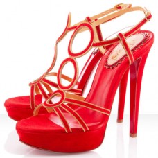 Sandały Christian Louboutin TroisRonds 140mm w kolorze mandaryńskim