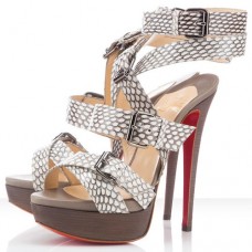 Sandały Christian Louboutin Toutenkaboucle 140mm w kolorze jasnoszarym