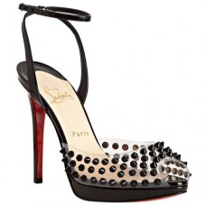 Sandały Christian Louboutin Jeannette SPiked 120mm, czarne Sandały Christian Louboutin Jeannette SPiked 120mm, czarne