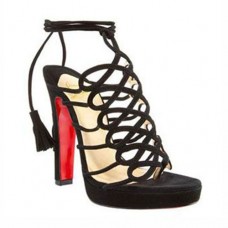 Sandały Christian Louboutin z frędzlami 120 mm, czarne Sandały Christian Louboutin z frędzlami 120 mm, czarne