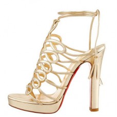 Sandały Christian Louboutin z frędzlami 120 mm, złote Sandały Christian Louboutin z frędzlami 120 mm, złote