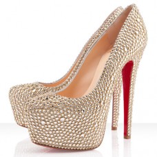Christian Louboutin Daffodile Strass 160mm Platformy Złote