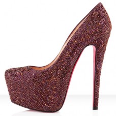 Christian Louboutin Daffodile Strass 160mm Platformy Plum
