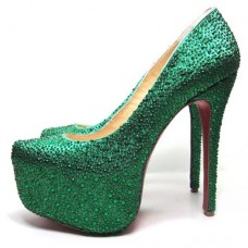 Christian Louboutin Daffodile 160mm Platformy Ciemnozielone