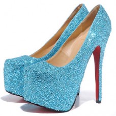 Christian Louboutin Daffodile 160mm Platformy Jasnoniebieskie