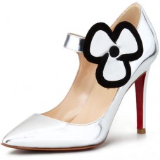Szpilki Mary Jane Christian Louboutin Pensee 100 mm w kolorze srebrnym