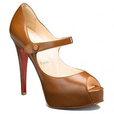 Christian Louboutin No Barre 140mm Mary Jane Pumps Brown