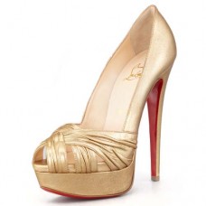 Christian Louboutin Jenny 140mm Peep Toe Pumps Gold Christian Louboutin Jenny 140mm Peep Toe Pumps Gold