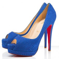 Christian Louboutin Altadama 140mm Peep Toe Pumps Blue Powder