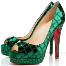 Christian Louboutin Sobek 100mm Peep Toe Pumps Green Christian Louboutin Sobek 100mm Peep Toe Pumps Green
