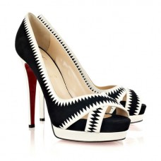Christian Louboutin Very Jaws 140mm Czółenka z odkrytym palcem, czarno-białe