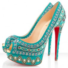 Christian Louboutin Bollywoody 140mm Peep Toe Pumps Caraibes