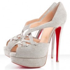 Christian Louboutin Lady Gorset 140mm Peep Toe Pumps Taupe Christian Louboutin Lady Gorset 140mm Peep Toe Pumps Taupe