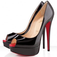 Damskie czółenka z odkrytym palcem Christian Louboutin Lady 140 mm, czarne