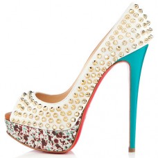 Szpilki Christian Louboutin Lady Peep Spikes 140mm Peep Toe Pumps Craie