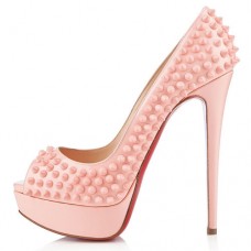 Szpilki Christian Louboutin Lady Peep Spikes 140mm Peep Toe w kolorze jasnoróżowym