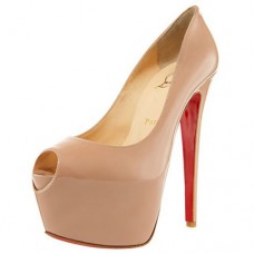 Szpilki Christian Louboutin Highness 160 mm z odkrytym palcem w kolorze beżowym
