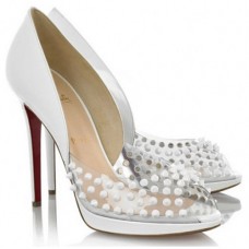 Christian Louboutin Engin 120mm Peep Toe Pumps White Christian Louboutin Engin 120mm Peep Toe Pumps White