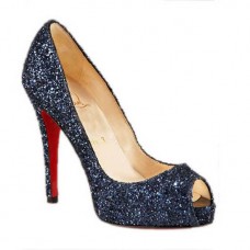 Szpilki Christian Louboutin Glittered 120mm Peep Toe w kolorze niebieskim