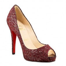 Szpilki Christian Louboutin Glittered 120mm z odkrytym palcem w kolorze czerwonym