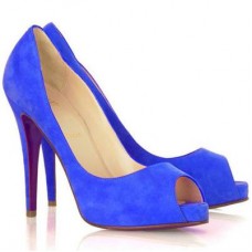 Christian Louboutin Very Prive 120mm Peep Toe Pumps Niebieskie