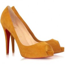 Christian Louboutin Very Prive 120mm Peep Toe Pumps Brown