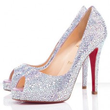 Szpilki Christian Louboutin Very Riche Strass 120mm z odkrytym palcem Crystal