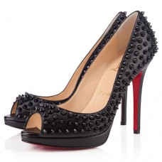 Szpilki Christian Louboutin Yolanda Spikes 120 mm z odkrytym palcem, czarne Szpilki Christian Louboutin Yolanda Spikes 120 mm z odkrytym palcem, czarne