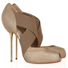 Szpilki Christian Louboutin Big Dorcet 120 mm z odkrytym palcem w kolorze beżowym