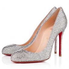 Szpilki Christian Louboutin Fifi Strass 100mm w kolorze srebrnym