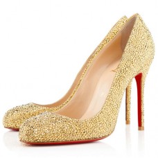 Christian Louboutin Fifi Strass 100mm Szpilki Żółte Christian Louboutin Fifi Strass 100mm Szpilki Żółte