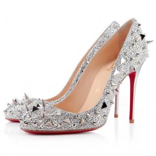 Szpilki Christian Louboutin Fifi Strass 100mm w kolorze srebrnym