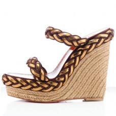 Christian Louboutin Cadena Tresse 140mm Koturny Brązowe