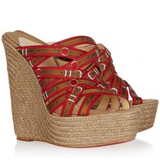 Koturny Christian Louboutin Crepon 140 mm Czerwone Koturny Christian Louboutin Crepon 140 mm Czerwone