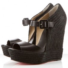 Christian Louboutin Praia Espadrille 140mm Koturny Czarne Christian Louboutin Praia Espadrille 140mm Koturny Czarne
