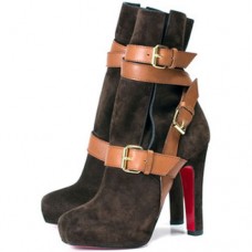 Botki Christian Louboutin Guerriere 120mm w kolorze czekoladowym