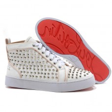 Christian Louboutin Louis Silver Spikes Sneakers Białe