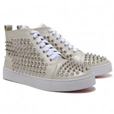 Christian Louboutin Louis Silver Spikes Sneakers Beżowe