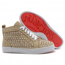 Christian Louboutin Louis Silver Spikes Sneakers Beżowe