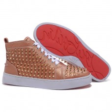 Christian Louboutin Louis Gold Spikes Sneakers Taupe