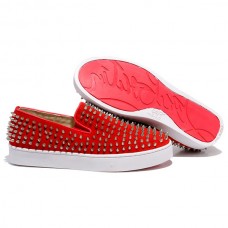 Mokasyny Christian Louboutin Roller Boat w kolorze czerwonym
