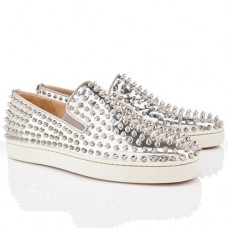Mokasyny Christian Louboutin Roller Boat w kolorze srebrnym