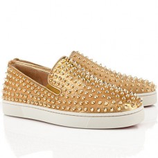 Mokasyny Christian Louboutin Roller Boat w kolorze złotym
