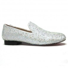 Mokasyny Christian Louboutin Strass białe