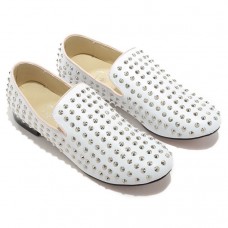Mokasyny Christian Louboutin Rollerboy Spikes białe
