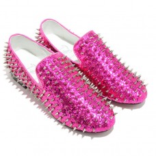 Mokasyny Christian Louboutin Rollerboy Spikes Rose Matador