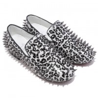Mokasyny Christian Louboutin Rollerboy Spikes białe