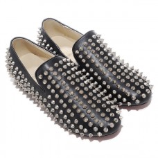Mokasyny Christian Louboutin Rollerboy Silver Spikes Black