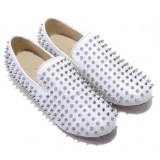 Mokasyny Christian Louboutin Rollerboy Silver Spikes White