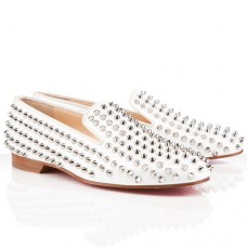 Mokasyny Christian Louboutin Rollerboy Spikes białe
